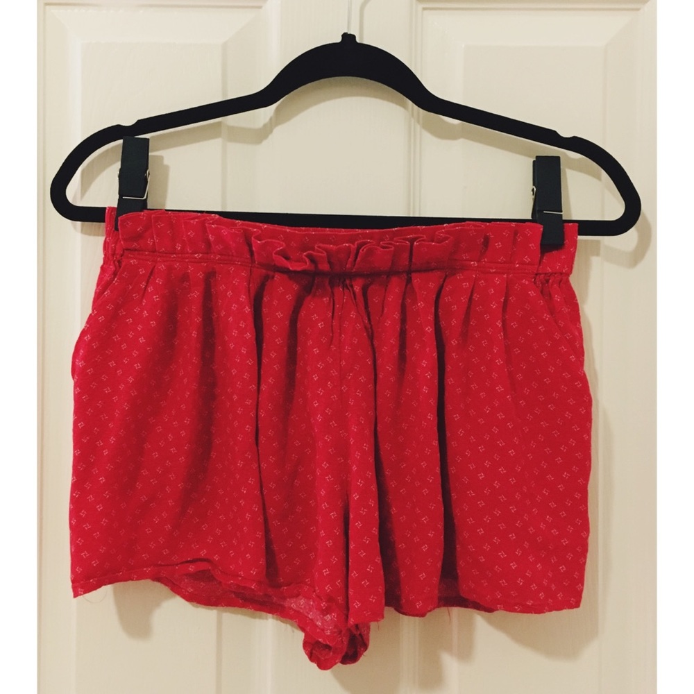 Cooperative Red Patterned Soft Shorts